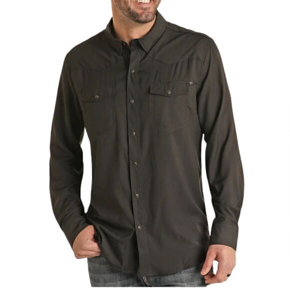 Black Panhandle Slim Western Button Down Shirt - Picture 2 of 8